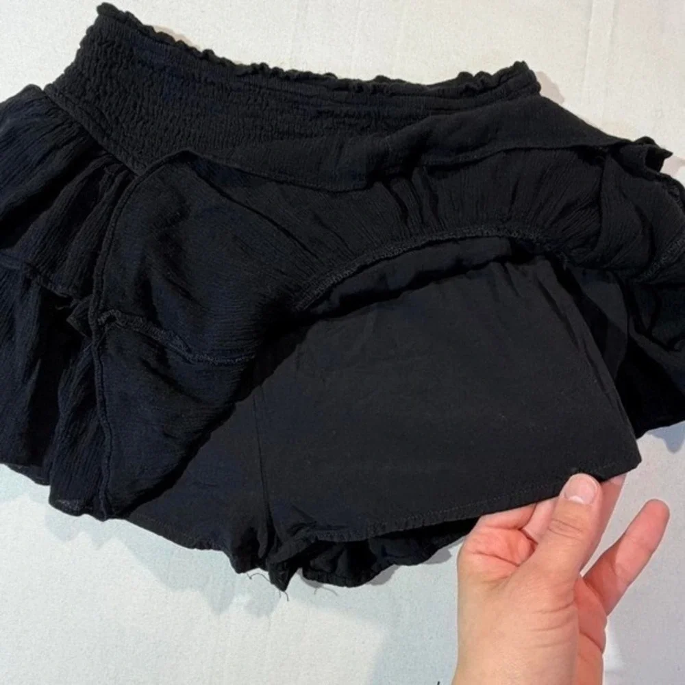 Rock n Rag Ruffle Skort Women S Black Smocked Mini Tiered Boho Coquette Festival